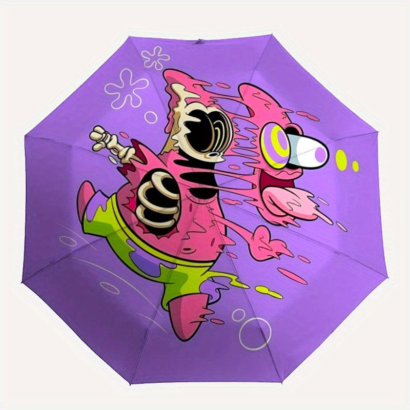 

1pc Patrick Star Self-Folding Umbrella, 8-Bone Compact Travel Umbrella, Durable Plastic And Iron Frame108