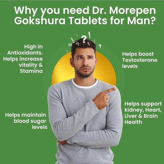 DR. MOREPEN Gokshura Tablets | 1000 mg Tribulus Terrestris | Overall Wellbeing for Men & Women - (60 Veg Capsules)