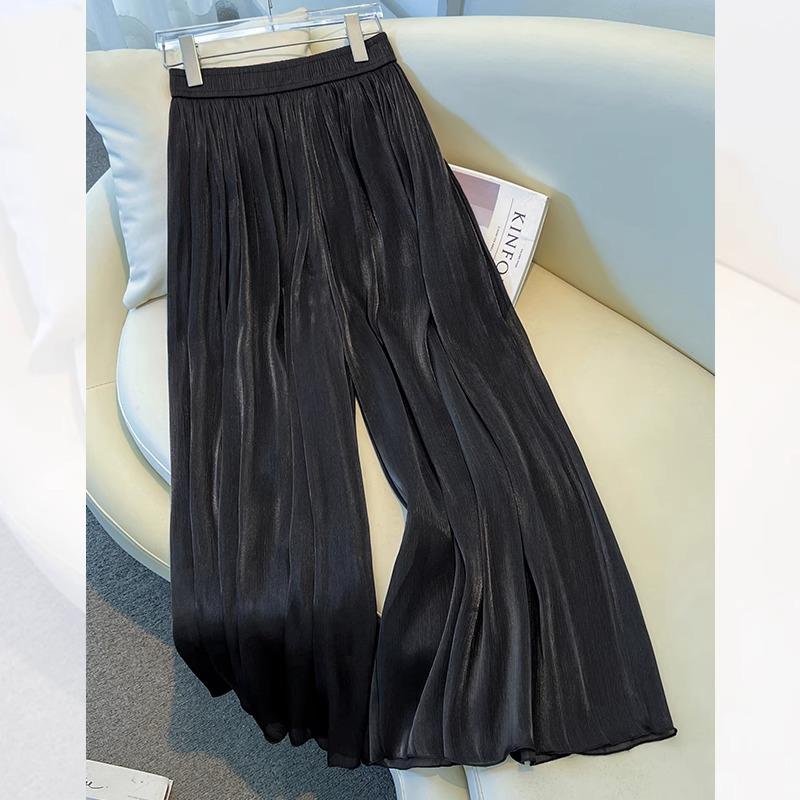 Iridescent Gauze Wide-Leg Skirt Pants for Women - 2025 Summer Fashion, Slimming, Drapey, and Versatile Casual Wear