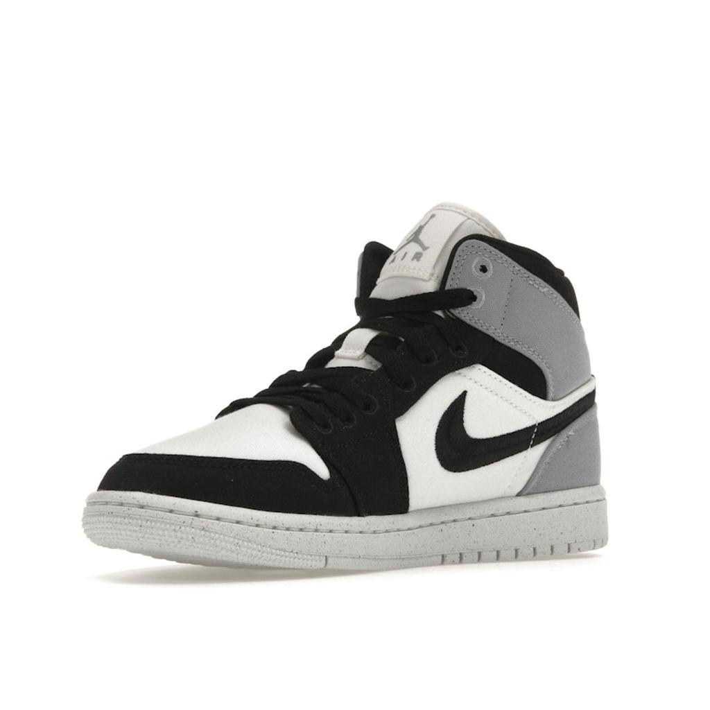 Air Jordan 1 Mid SE Light Steel Grey Canvas Women Sneakers Sail Black DV0427-100