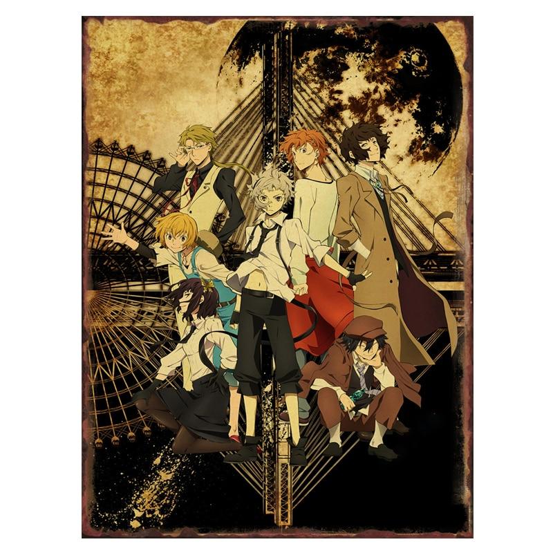 Stray Dogs Anime Metal Tin Sign Poster Vintage Home Decor for Living Room Bedroom Cafe Bar Club Comic Market Iron Plate Wal