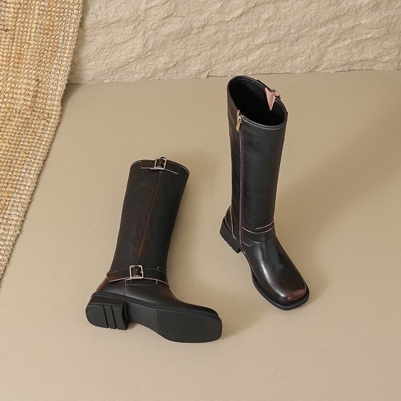 Krazing Pot Зимние сапоги для верховой езды из коровьей кожи с квадратным носком — фото 6