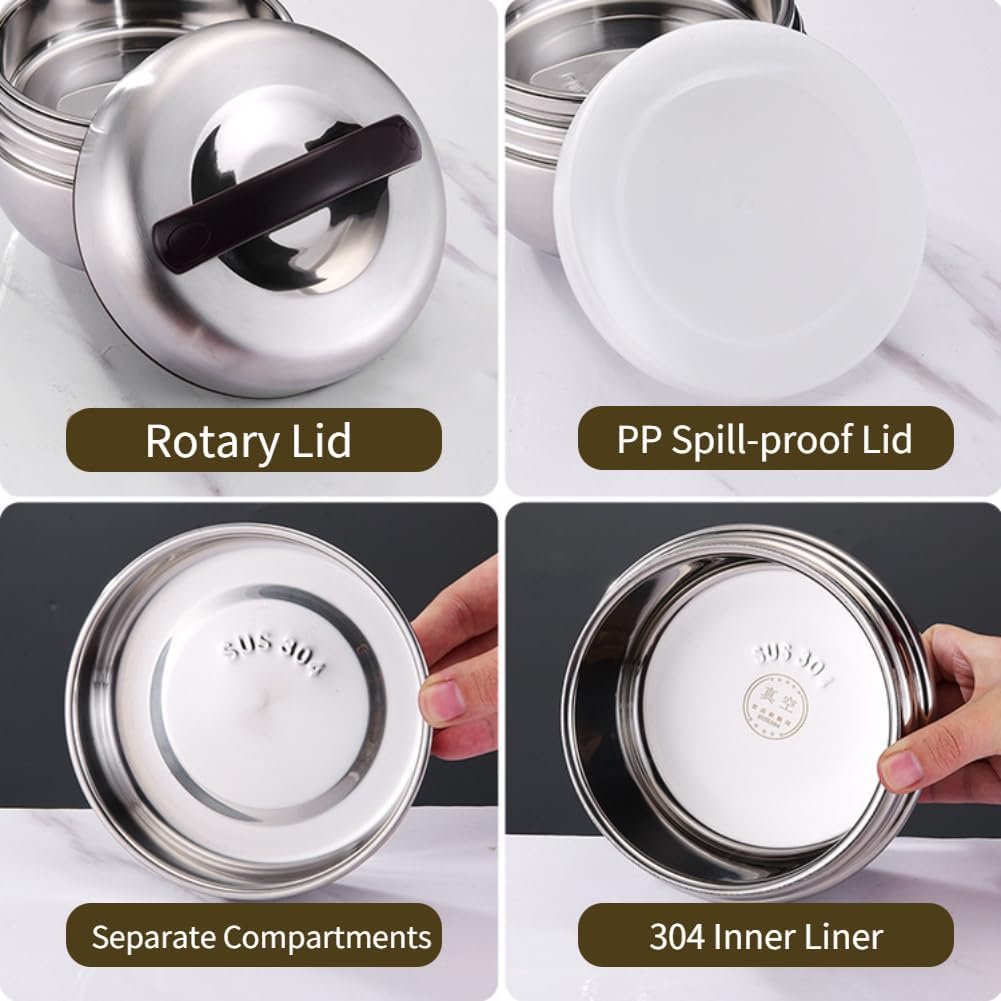 Haofy Boxes, 0.8L Stainless Steel Thermal Lunch Box 2 Layer Insulated Lunch Containers Vacuum Insulated Food Jar