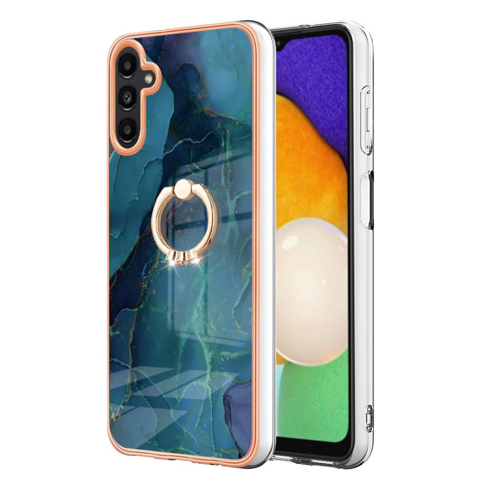 YB IMD Series-17 Style-E For Samsung Galaxy A55 5G Case 2.0mm TPU Marble Phone Cover with Ring Holder