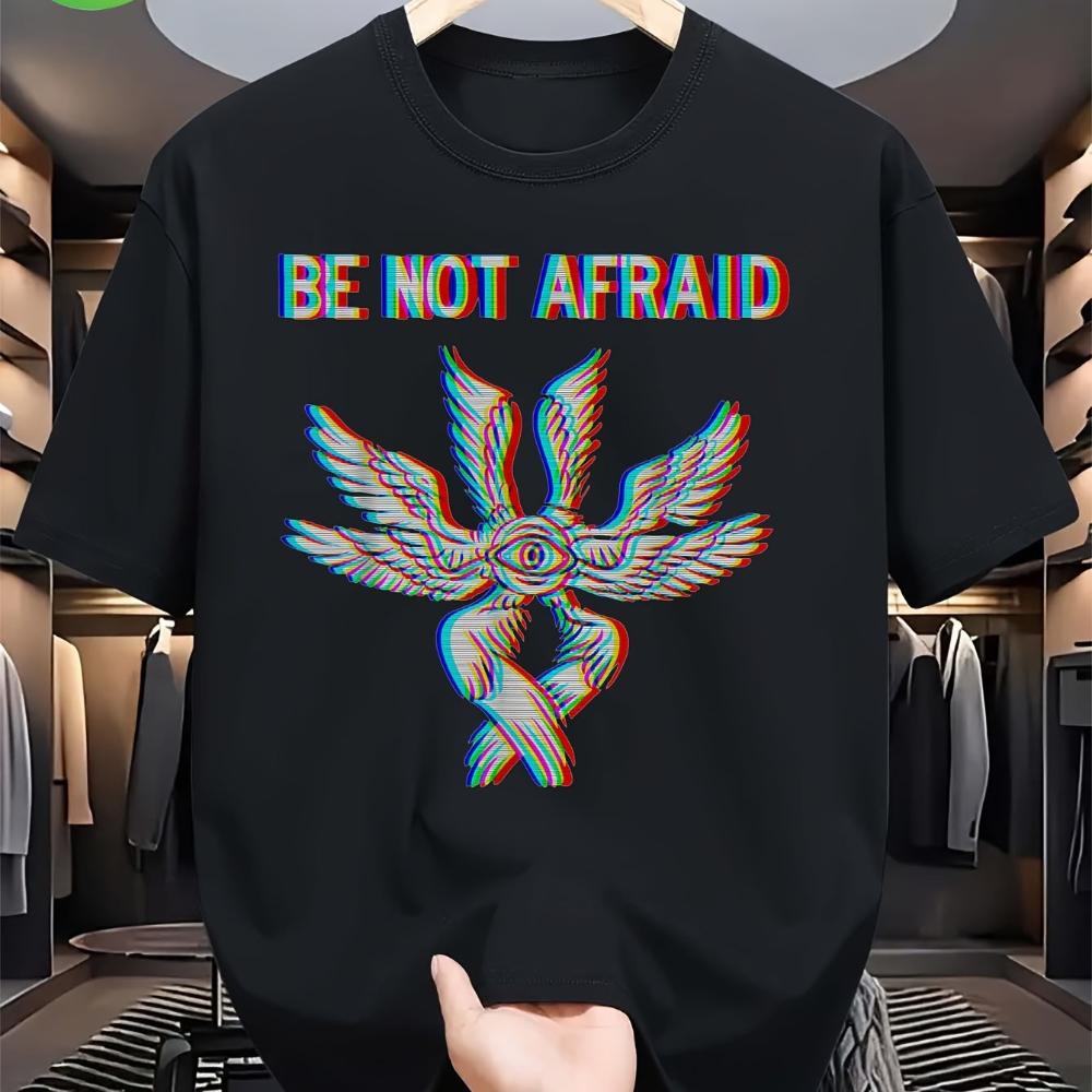 UnisexS Be Not Afraid Seraphim Glitch TShirt Vibrant Angel Graphic Casual Short Sleeve Unisexs Tshirts for Summer