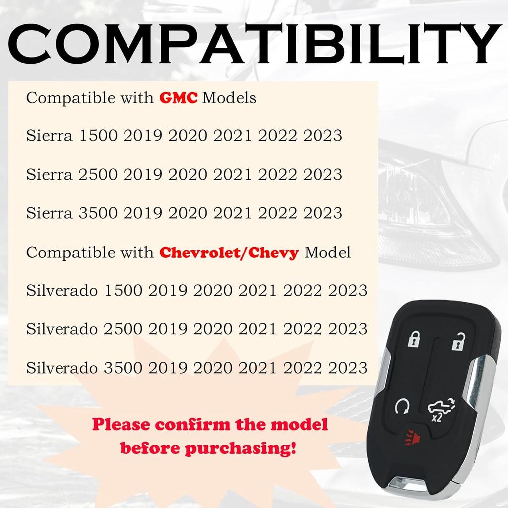 Keyless Entry Remote Control Key Fob Replacement Fits for GMC Sierra 1500 2500 3500 Chevrolet Silverado 1500 2500 3500 HYQ1ES 13522904 13522854