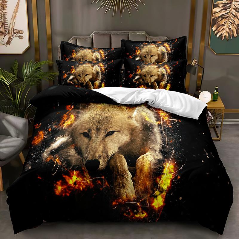 3D sada ložního prádla Wolf Povlak na přikrývku Animal Down AU180 * 210 Luxusní povlak na přikrývku v plné velikosti Pánský povlak na ložní prádlo