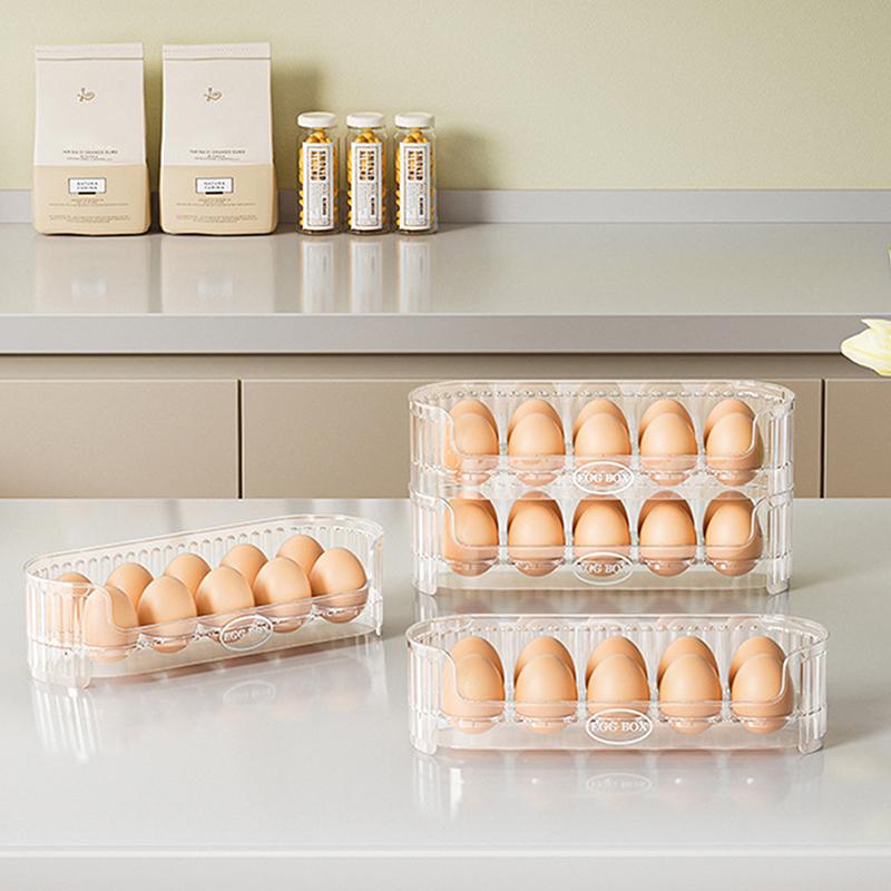 1/2/3Pcs Refrigerator Egg Storage Box Fridge Egg Holder Case Space-Saving Egg Organizer Container Kitchen Desk Organizer 10 Grid