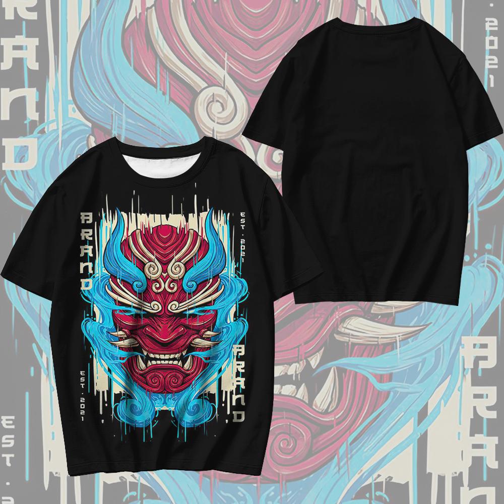 T-Shirts For Men 3d Japanese Ghost Warrior Print Man T-Shirt Hip Hop Tees Oversized T Shirt Men Clothes Vintage Street Tops 2024