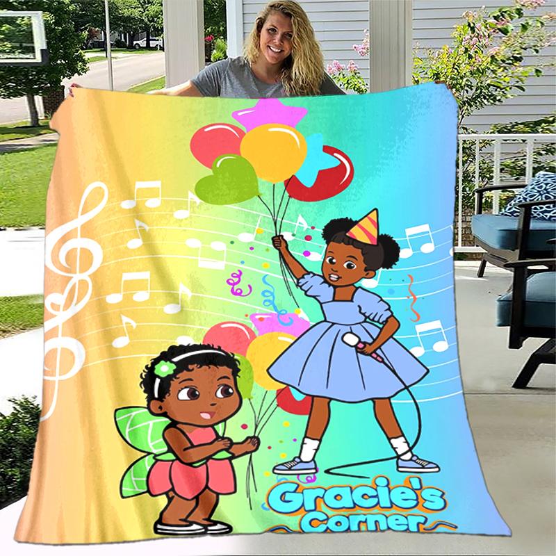 1pc Blanket Gracie's Corner Print Design, Lightweight Blanket for Sofa, Bed- Soft &Warm, Gift for All Seasons like Christmas, Halloween