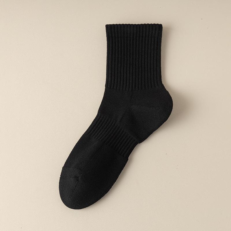 Men's Autumn and Winter Long Soft Cotton Socks, Solid Color Business Series Men's Socks, Sweat-absorbing and Breathable Mid-calf Sports Socks
