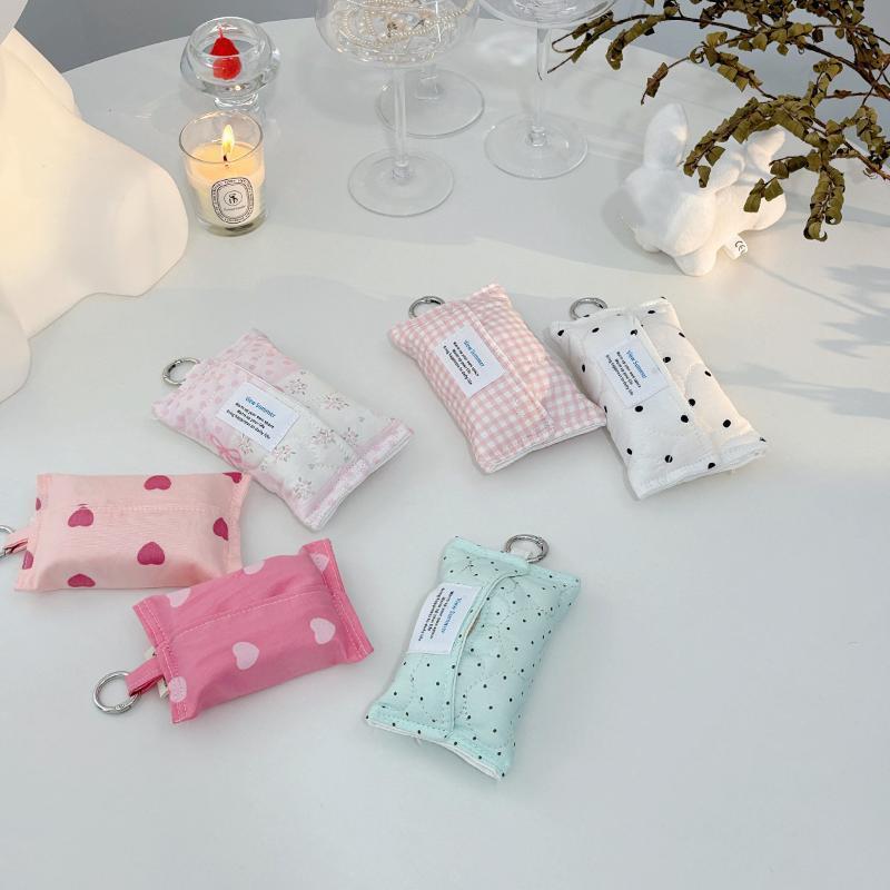 Korean Cute Polka Dot Handmade Lace Mini Tissue Bag High Appearance Portable For Out Storage Hanging Bag