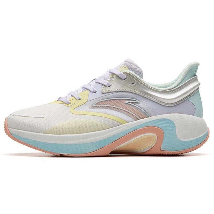 

New Anta Cushioned Anti Slip Wear Resistant Breathable Lightweight Low Top Running Shoes Women s White Blue Purple 122235556-4 38.5