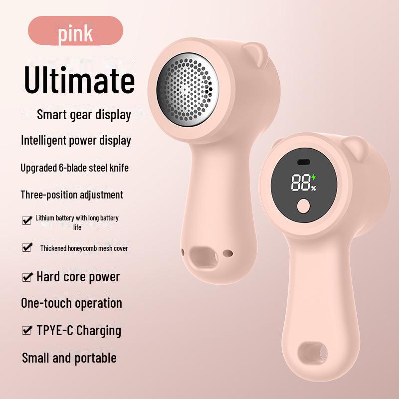 IQ Bear Hairball Trimmer: Rechargeable, Portable 2-in-1 Hair Remover with Digital Display for Household Use