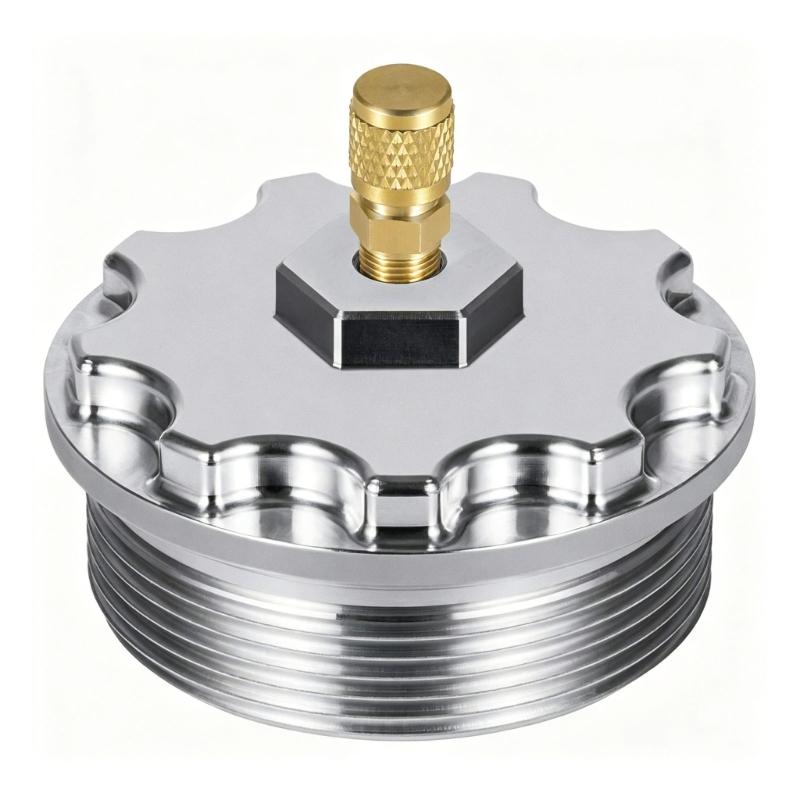 Easy Installation Fuel Filter Cap with Pressure Port for 6.0L Aluminum Filter Caps Replacement Auto Accessory