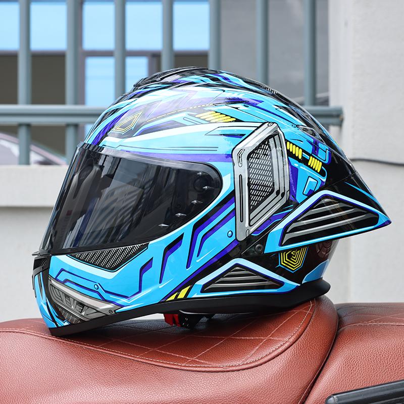 ORZ-Full Face Motorcycle Helmet Big Spoiler Design Unisex All Season DOT Standard ABS Lightweight Shockproof Bike Helmet