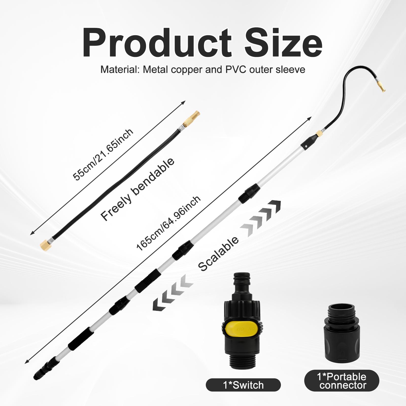 Gutter Cleaning Tools 165cm/69.96inch Gutter Cleaner Too Telescoping Reach Gutter Cleaning Pole for Garden Hose Attachment