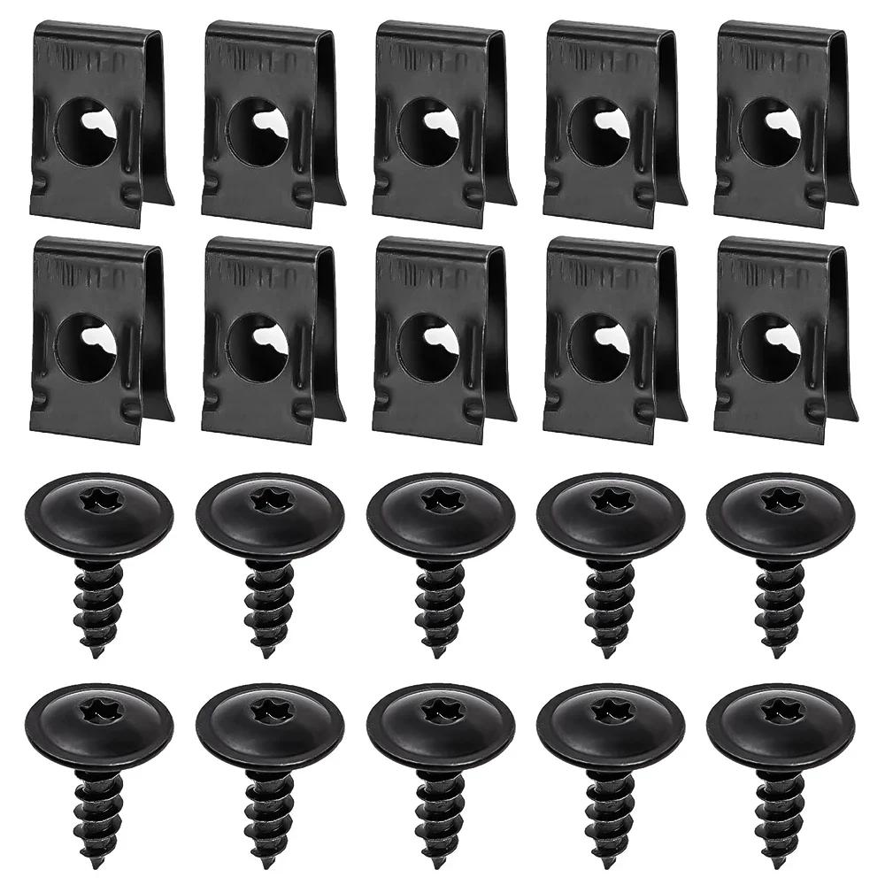 Stainless Steel U Type Clips Plate Leaf Spring Nut M6 M5 M4 Chimney Nuts Lug Nuts Speed Clip for Car Motorcycle Scooter ATVs