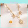 Artistic Pearl Pendant Necklace Featuring Heart And Cross Shapes For Female Fashion Accessory