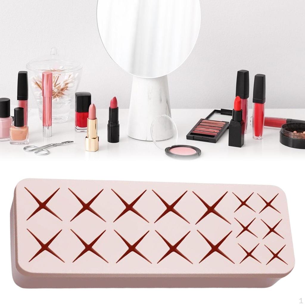 Organizer Rectangle Silicone Make Up Brush Holder Cosmetics Storage Display Case 16 Grids