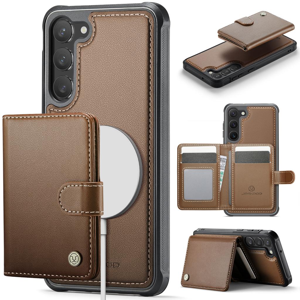 For Samsung Galaxy S23+ Case JEEHOOD J09 RFID Blocking Card Holder Leather Back Phone Cover Magnetic Case