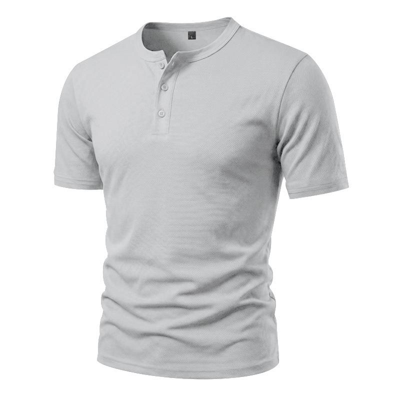 Men's Quick-dry Henley Collar Eyelet Fabric Short Sleeve T-shirt