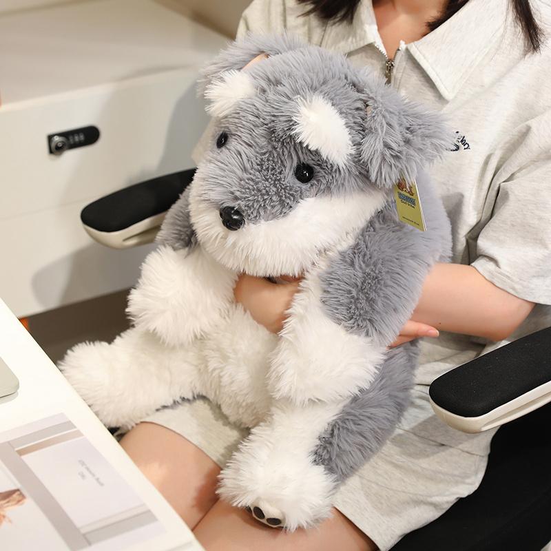 30/45/60CM Lovely Plush Schnauzer Puppy Plush Toys Stuffed Soft Animal Dolls Kawaii Schnauzer Dog Nice Birthday Christmas Gifts