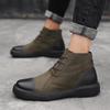 Men's Warm Snow Boots, Men's Leather Casual Shoes, Rubber Ankle Boots, Large Size High-top Plus Velvet Men's Boots 2024