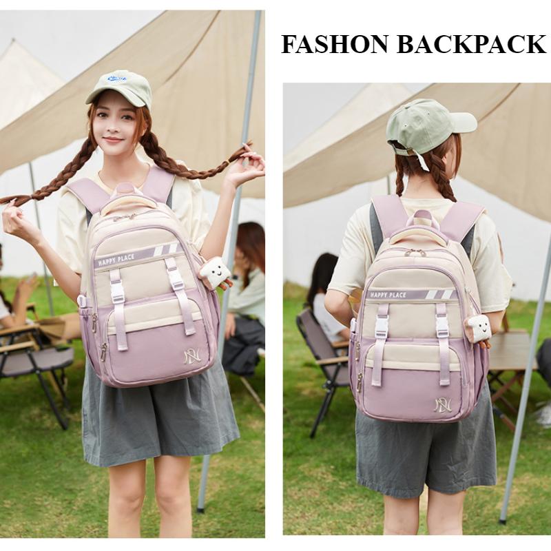 Letnie nowe wysokiej jakości torby szkolne dla dziewcząt do szkoły średniej, oddychające, o dużej pojemności, torba na książki dla studentów uniwersytetu, modny plecak nylonowy z zawieszką