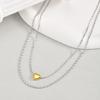 Schmuck Edelstahl Herz Doppellagig Gestapeltes Halsketten Electric Gold Damenmode Accessoires 2056