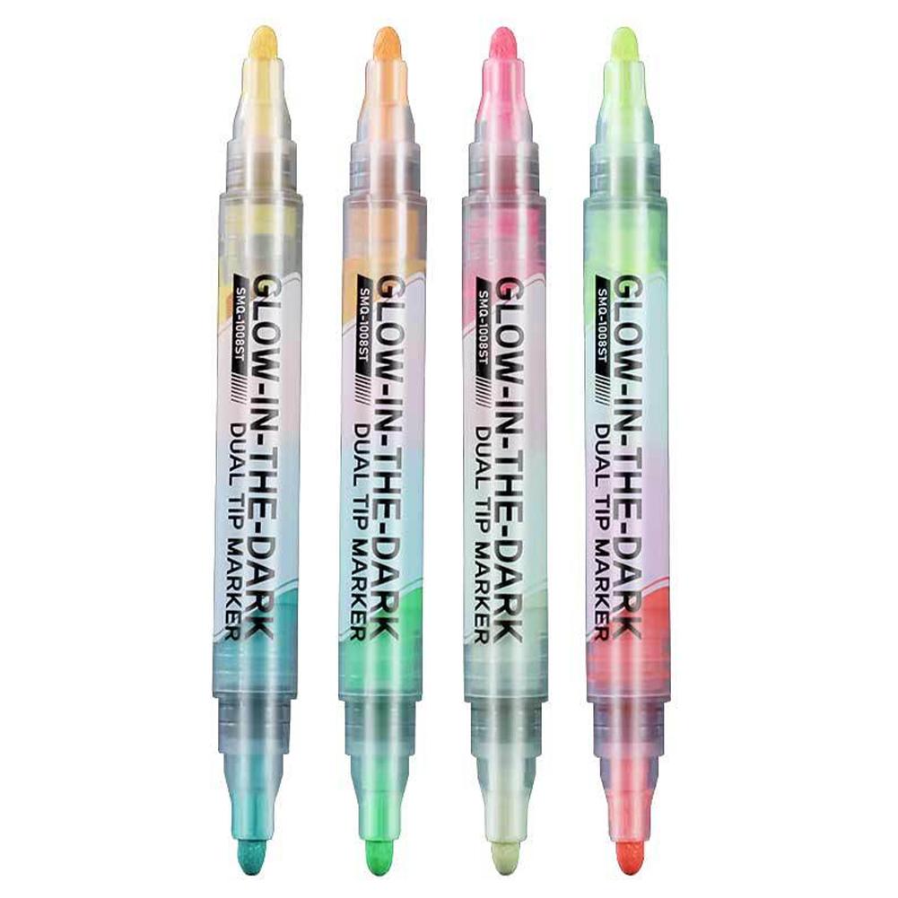 

Double Headed Glow in The Dark Pen Waterproof Non Fading Marking Pen Student DIY Color Painting Luminous Highlighter Pen