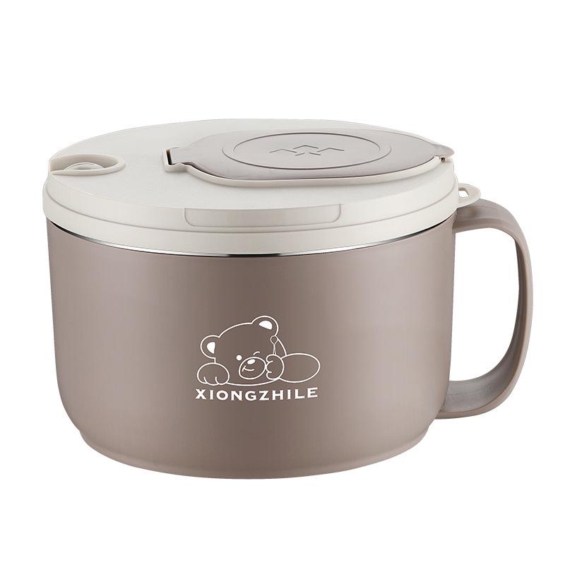 

Stainless Steel Instant Noodle Bowl with Lid, Water-Draining Feature, Large Capacity, Perfect for Students and Dorms