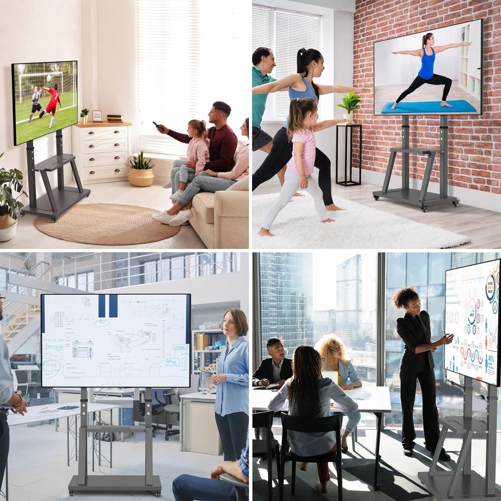 UNHO TV Stand with TV Large Wall High Load Capacity 80 Height Monitor Display TV TV for Commercial Use and Home Casters, 32-100 Inches, Stand, TV,