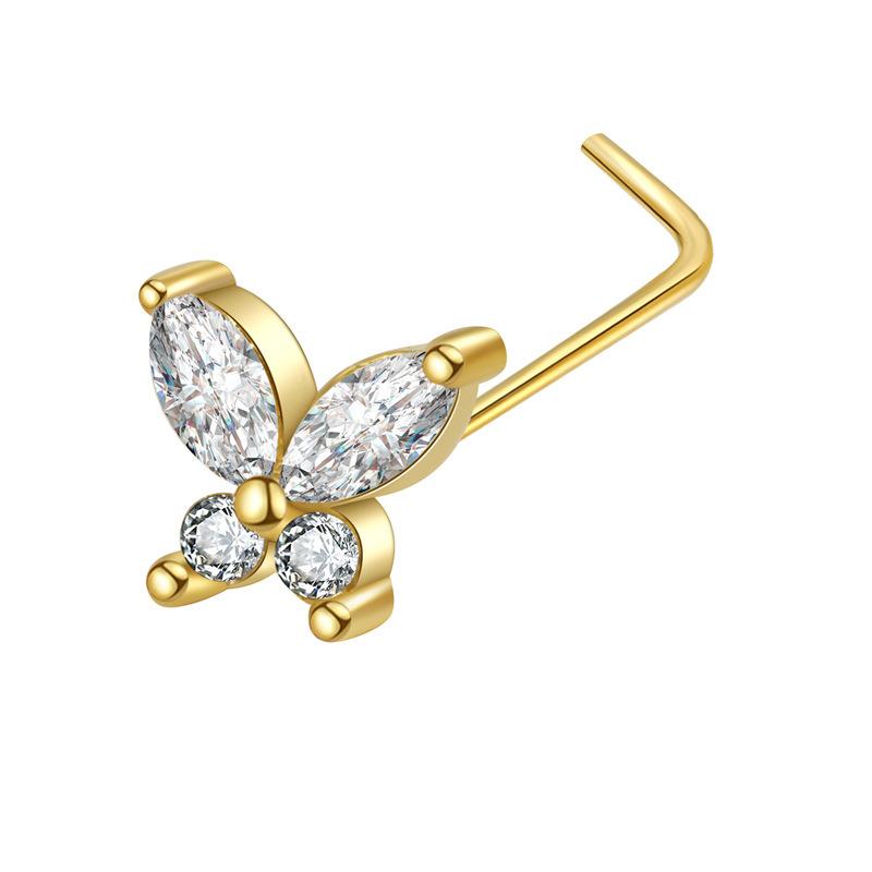 L Needle Curved Hook Thin Rod Nose Stud Zircon Devil Eye Love Nose Puncture Jewelry Nose Ring