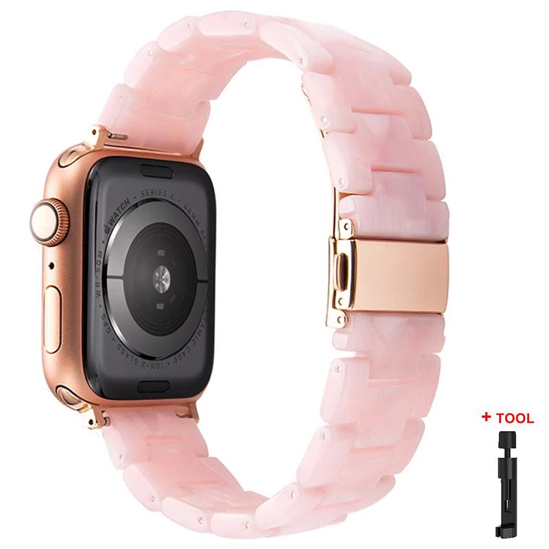 Resin Strap for Apple Watch Band 44mm 40mm 45mm 41mm 38mm 42mm Bracelet Correa iWatch Series 3 4 5 6 Se 7 Replacement Watchband