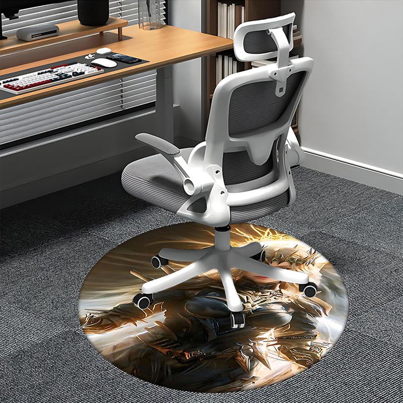 

Fantasy Warrior Armor,Mythical Crown Design Chair mat Round Rug Office carpet, Machine Washable, Non slip, Suitable for Living Rooms, Bedrooms 80cm