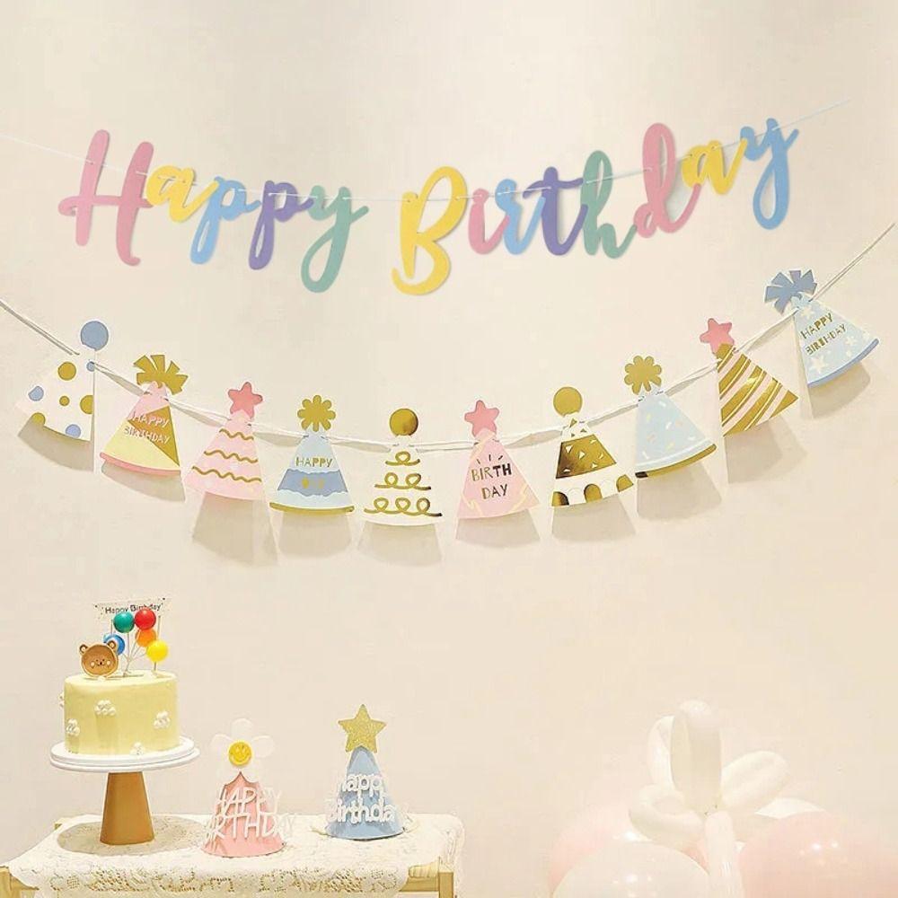 

Бумага С Днем Рождения Макарон Баннер Настенный Письмо Баннер Творческий Вечеринка Вытягивание Флага Для Детей