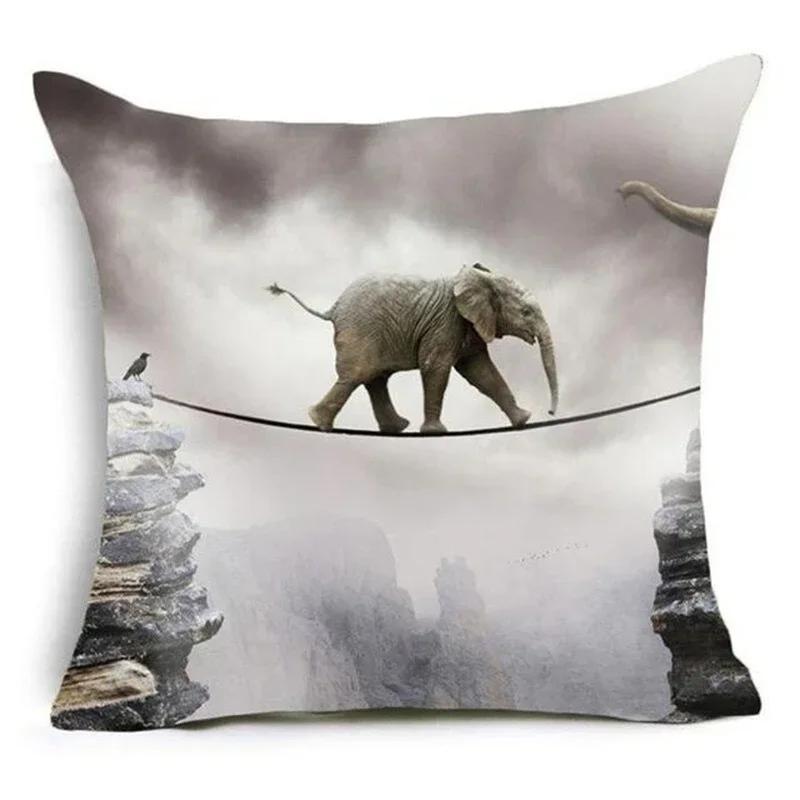 45*45CM Home Decor Pillowcase Sofa Pillowcase Polyester Elephant Print Cushion Cover Indian Style Animal