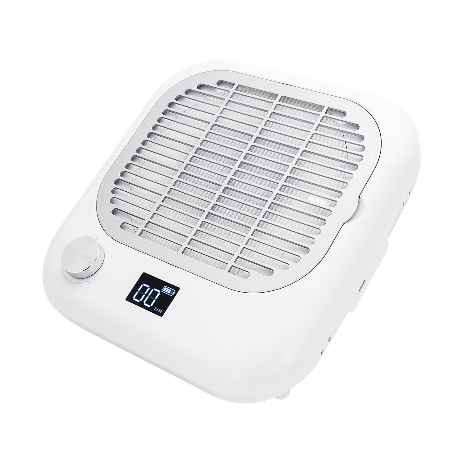 Rechargeable High-Power Nail Dust Collector - Quiet, Variable Speed for Salons белый