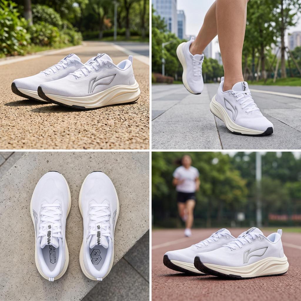 Li Ning Red Rabbit 8 Body Measurement Examination Marathon Training Professional Running Shoes Women Sneakers Gray White ARPV004-17