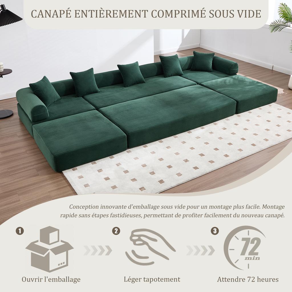 (old sku:W2845S00202) Emerald green family sofa with storage and modular function. Vacuum-packed for easy assembly, pet-friendly. Ideal for relaxing.