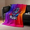 Colorful Microphone with Music Notes Design Flannel Blanket for Bedroom, Living Room, Sofa, and Nap Sofas.