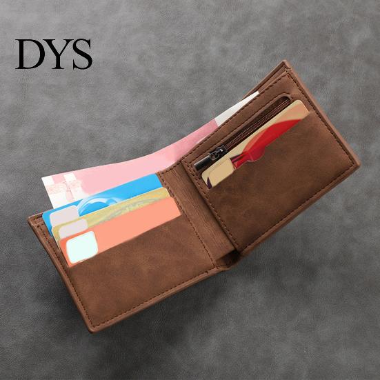 Pocket Short Wallet Men Bifold Minimalist with Zippered Coin Card Holder for Work Travel