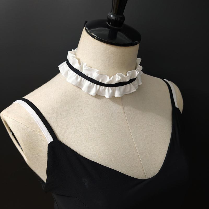 Perfect Match Neck Decoration Fake Collar Women Ribbon Ruffled Neck Stand Ruff Collar Tie Girl Cosplay Necklace Accessories