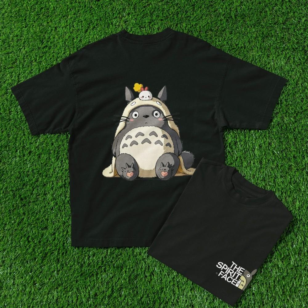 Totoro The Spirit Face T-Shirt Cute Cartoon Print Streetwear Graphic Tee Unisex