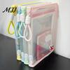 Dustproof File Protection Sleeve Clear Expanding Folder, with Hand Strap, Macaron Color Lightweight Student Test Paper Holder Waterproof Plastic