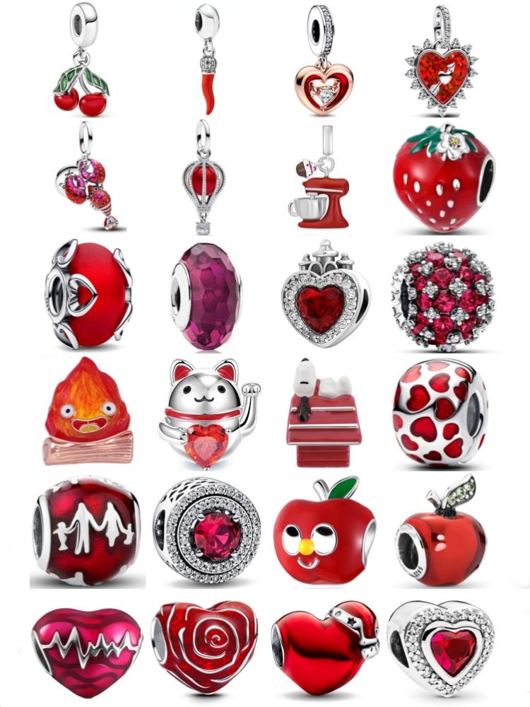 Red Apple Strawberry Beads. Lobster Cherry Pendant, Suitable For European Original Bracelet Diy Women'S Exquisite Jewelry