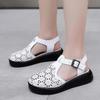 Women Genuine Leather Baotou Hollow Out Wedges Sandals Summer New Thick Sole Breathable Lightweight Beach Sandals Cave Shoes