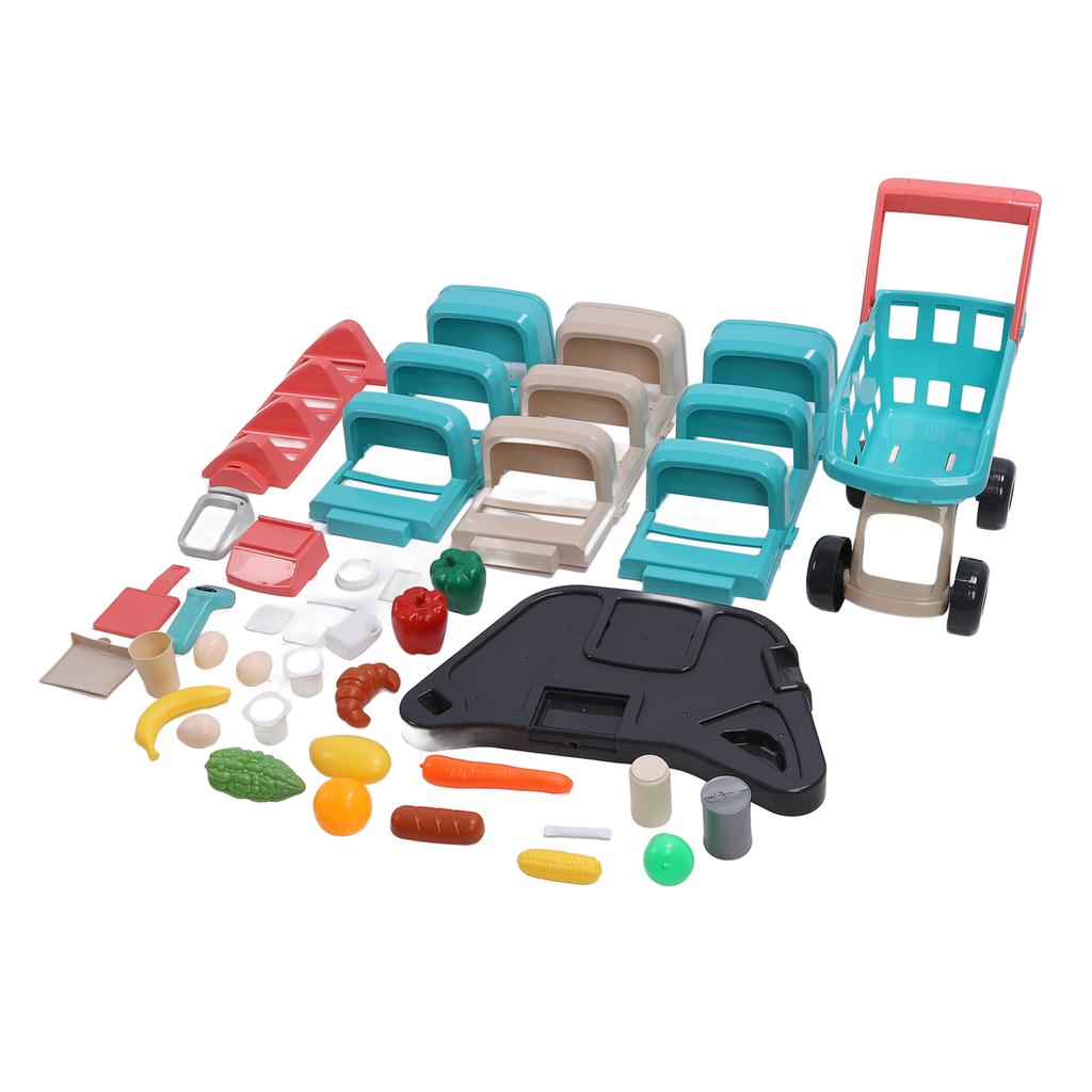 Set Supermarket pentru Copii Joc de Rol Magazin Alimentar Set de Joacă Jucării Cărucior de Cumpărături pentru Copii Bomboane Înghețată