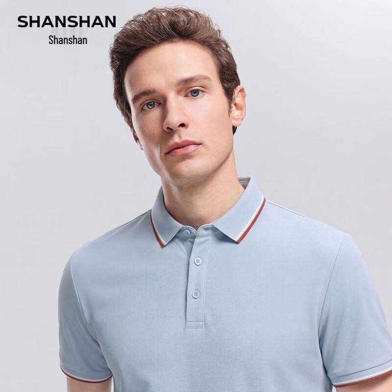 SHANSHAN Men's Cotton Silk Blend Cooling Short Sleeve Polo Shirt